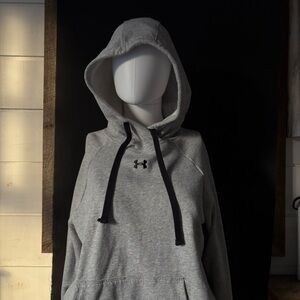 Under Armour Light Gray Pullover Hoodie with Black Drawcords